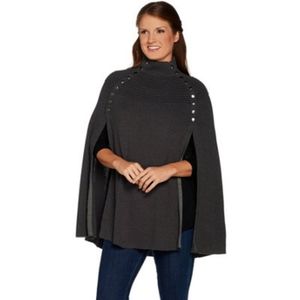 G.I.L.I. Sweater Cape w/Buttons Grey L/XL